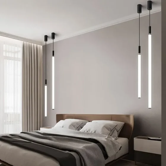 Bedroom Vertical Tube LED Cylinder Pendant Light
