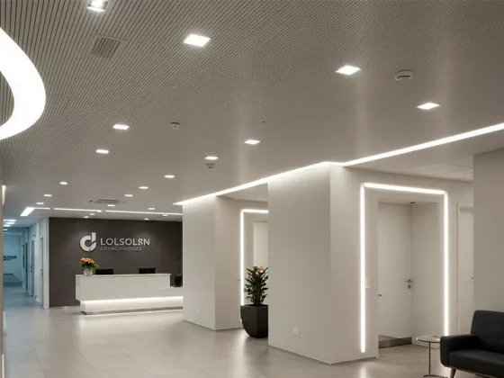Price of installing recessed downlights in office hall
