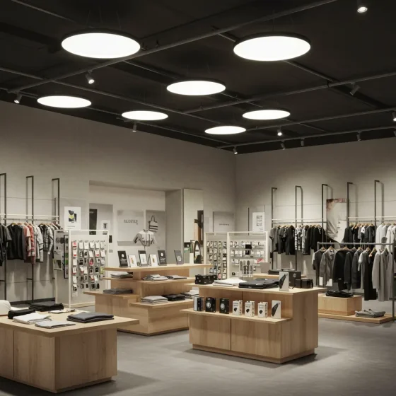 Rendering of a Disc Light installed in a modern retail store