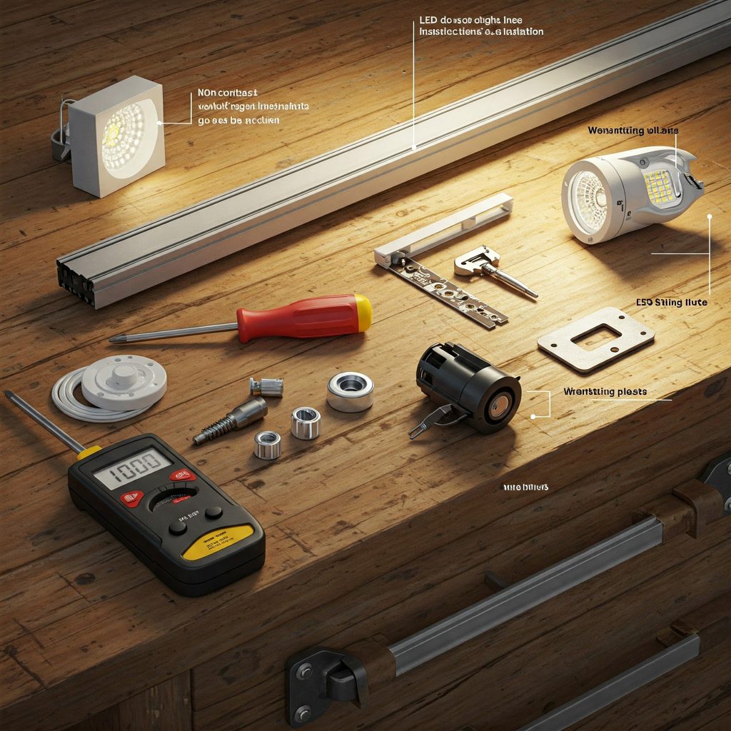 Tools and materials needed for LED track lighting installation