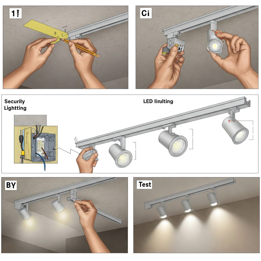 What are the steps to install LED track