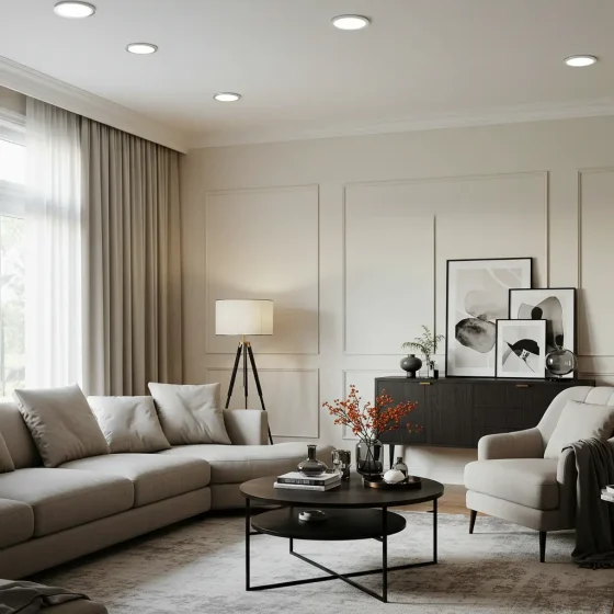 Living room Adjustable Recessed downlight lighting solution