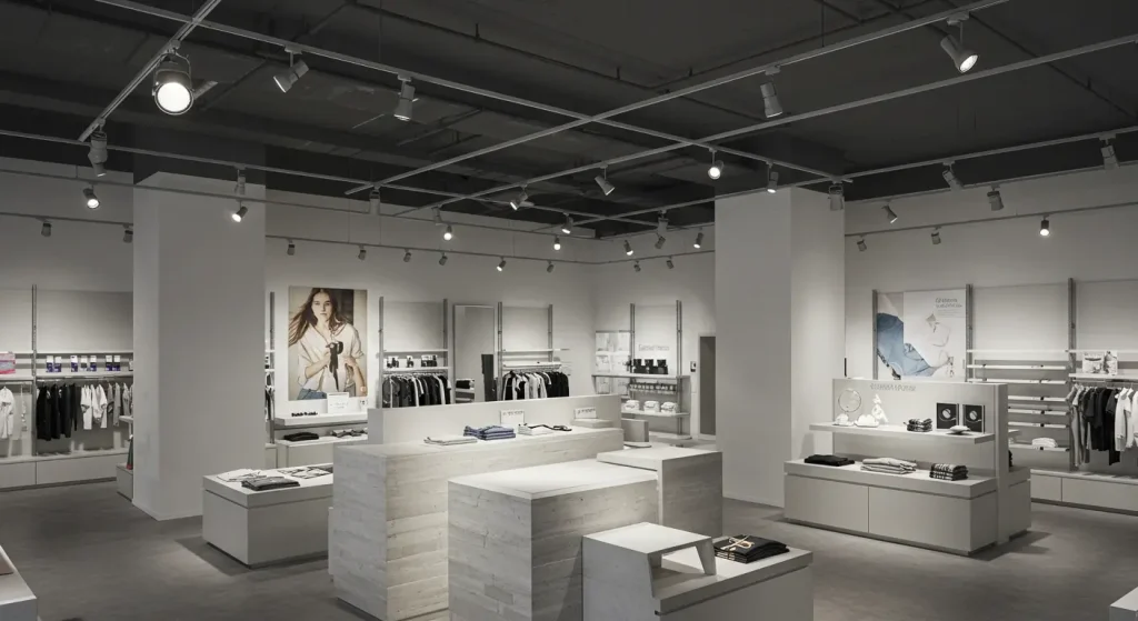 Adjustable LED Track Lighting for Modern Retail Store Interiors