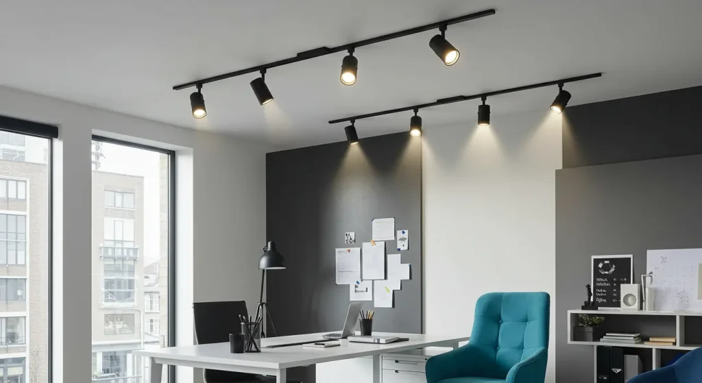 Adjustable Track Lighting for Workspaces