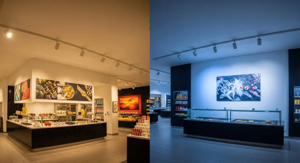 Energy-Efficient Track Spotlight with Dimming for Product Showcases