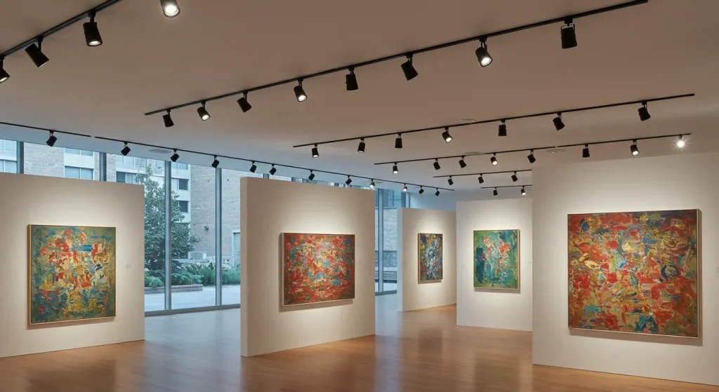 Iluminação de trilho regulável de precisão para espaços de exposição