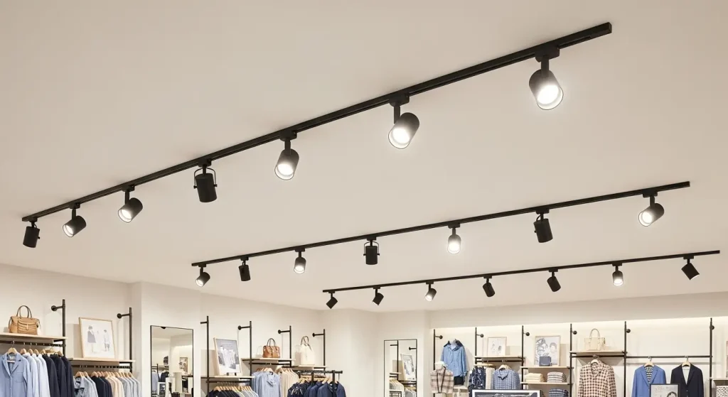 Retail Store LED Track Lights with 4-Circuit Dimming Control