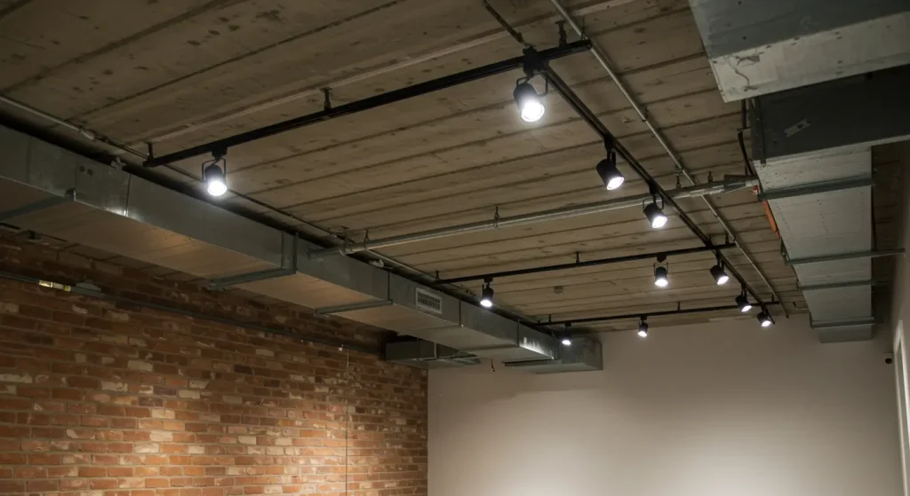 Stylish Basement Track Lighting for Living Space