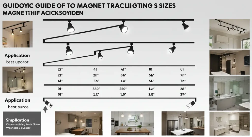 Comparison chart of different magnetic track lighting sizes