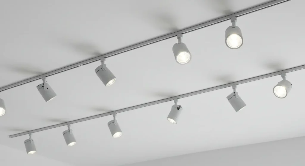 Retail boutique interior using LED magnetic track lighting