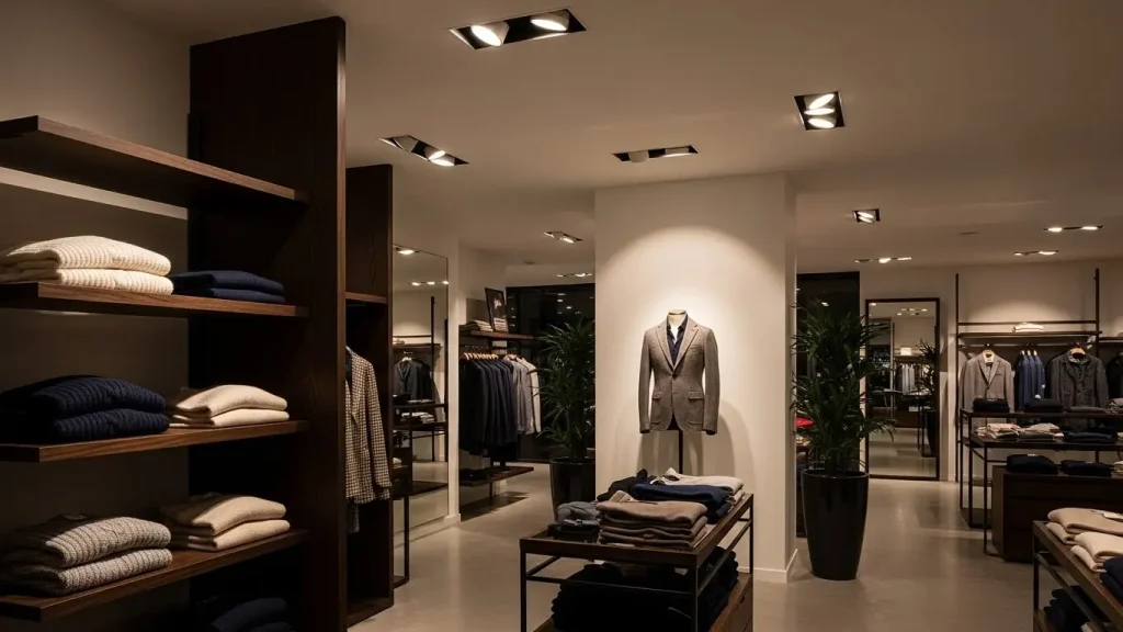 Fashion retail stores use adjustable LED downlights for accent lighting
