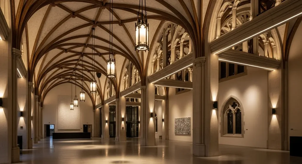 Lobby architecture Gothic ceiling lighting effects