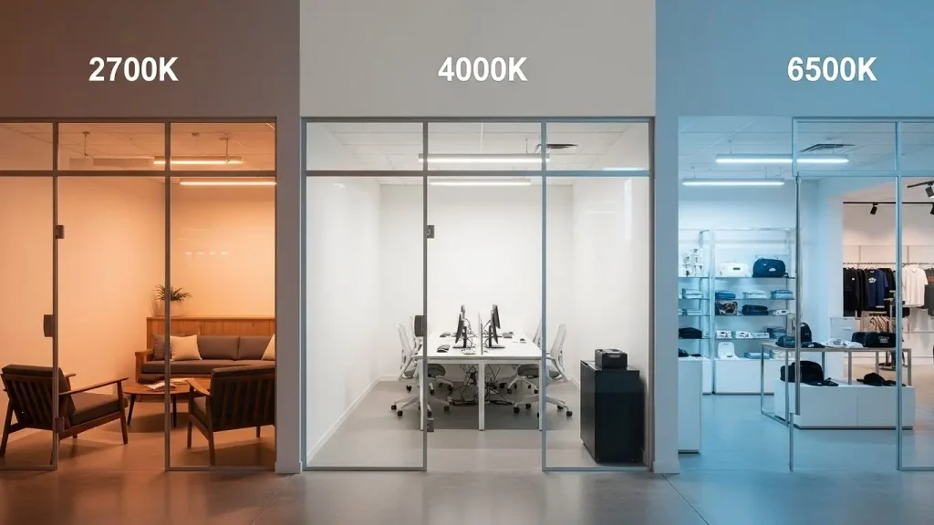 Modern commercial displays utilize different LED color temperatures for different areas