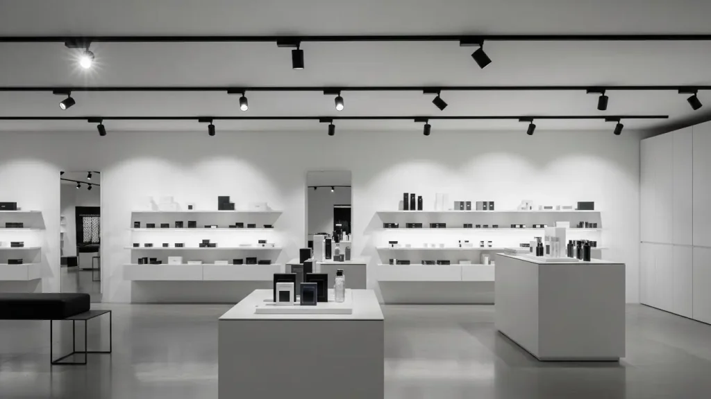 Modern retail stores are equipped with adjustable LED track lighting systems